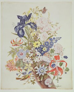 Mixed flowers in a cornucopia